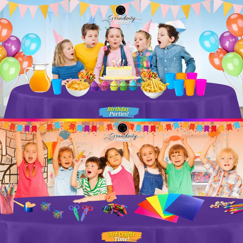 Grandipity 12 Pack Premium Disposable Plastic Tablecloth 84" Inch Decorative Round Table Cover - Purple - Image 4